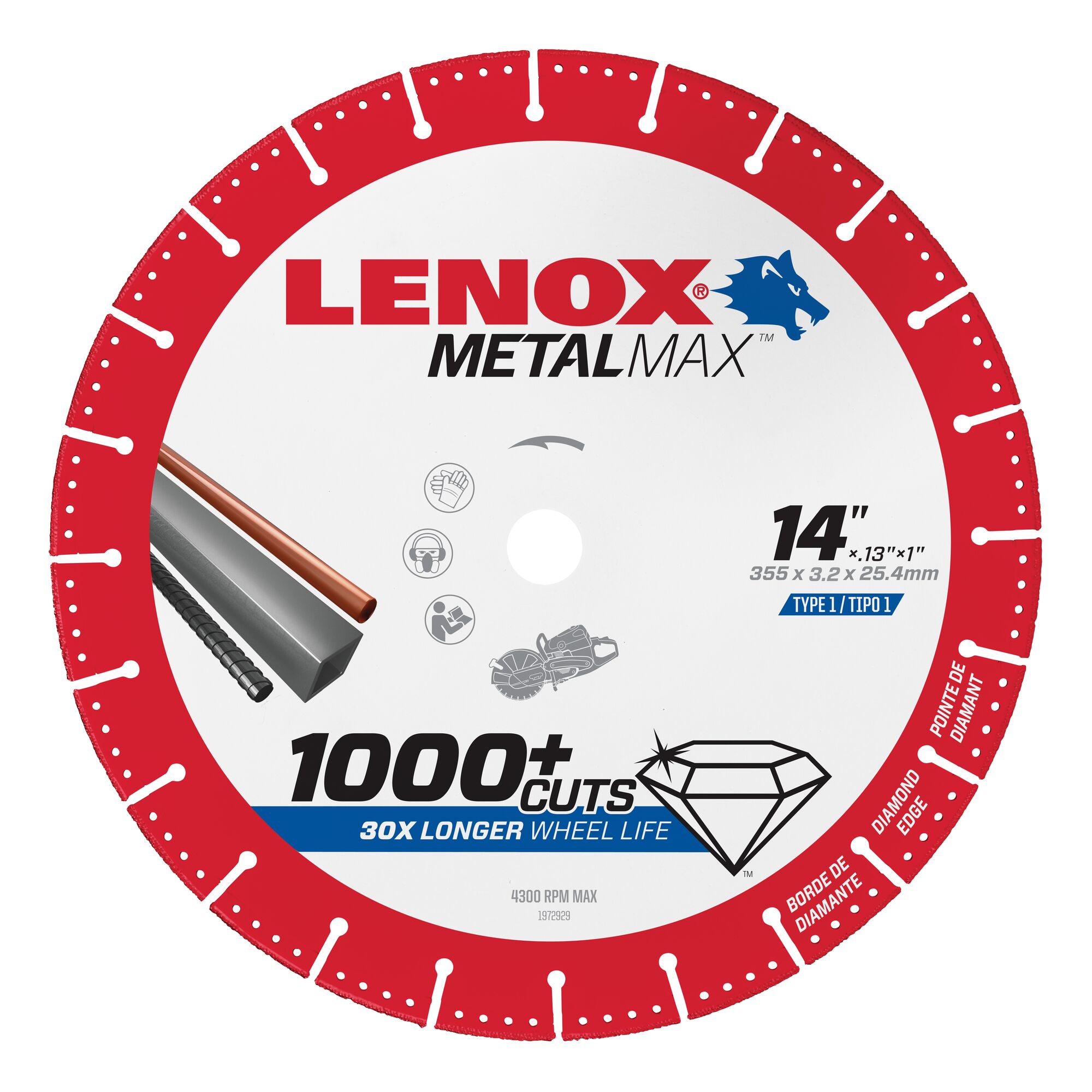 Lenox MetalMax 1972932 diamond edge cut-off wheel — Lenox 1972932 disco de corte de diamante